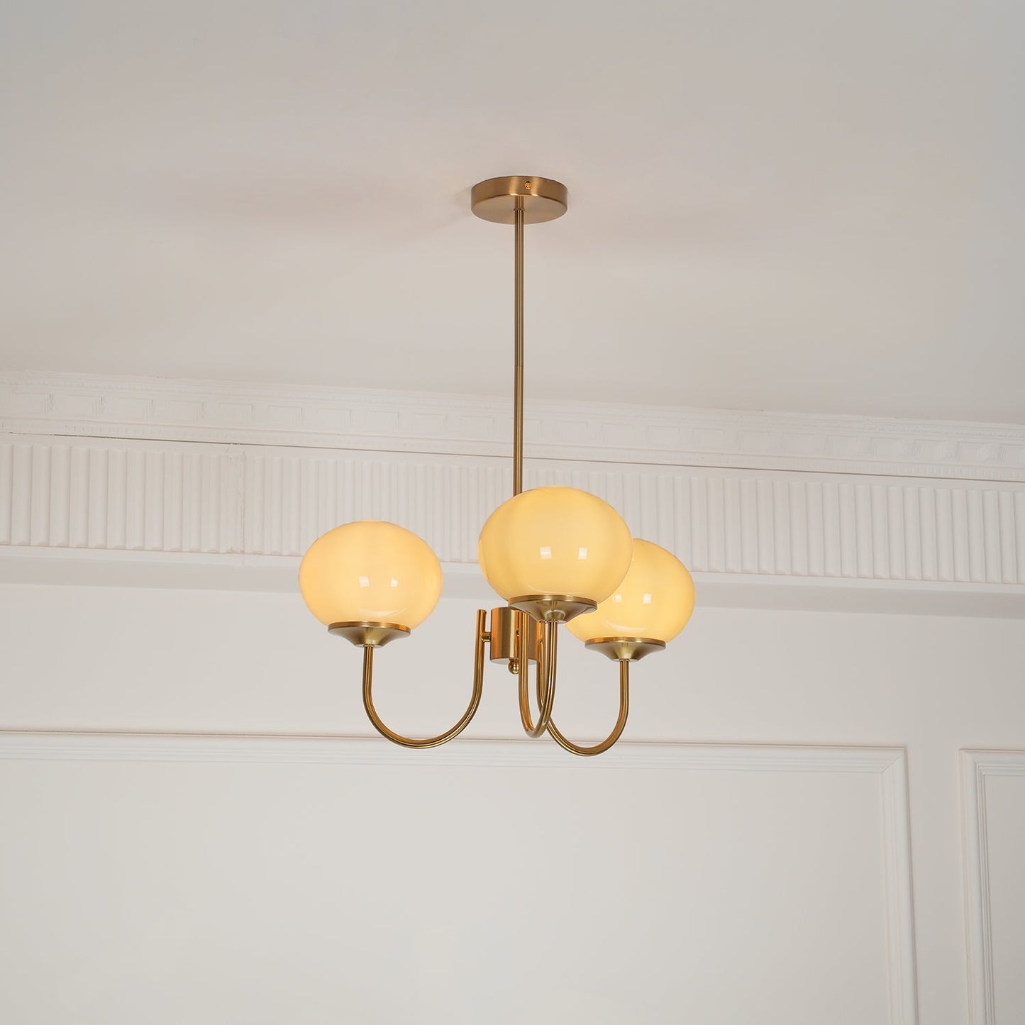 Modern Chandelier Ceiling Light with Pink Glass Shades | Decorative Dining Room Lamp