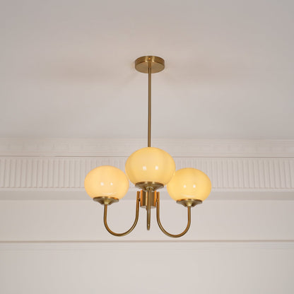 Modern Chandelier Ceiling Light with Pink Glass Shades | Decorative Dining Room Lamp