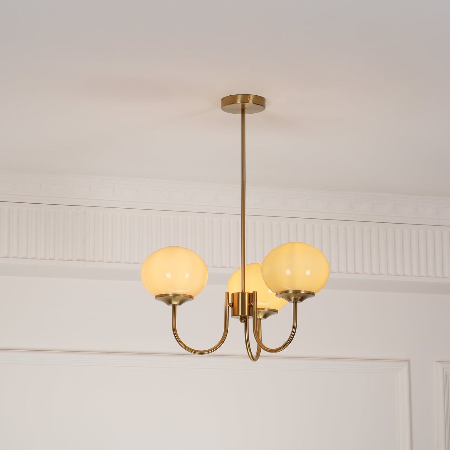 Modern Chandelier Ceiling Light with Pink Glass Shades | Decorative Dining Room Lamp