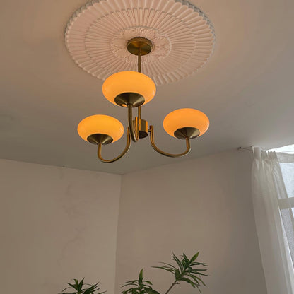 Modern Chandelier Ceiling Light with Pink Glass Shades | Decorative Dining Room Lamp