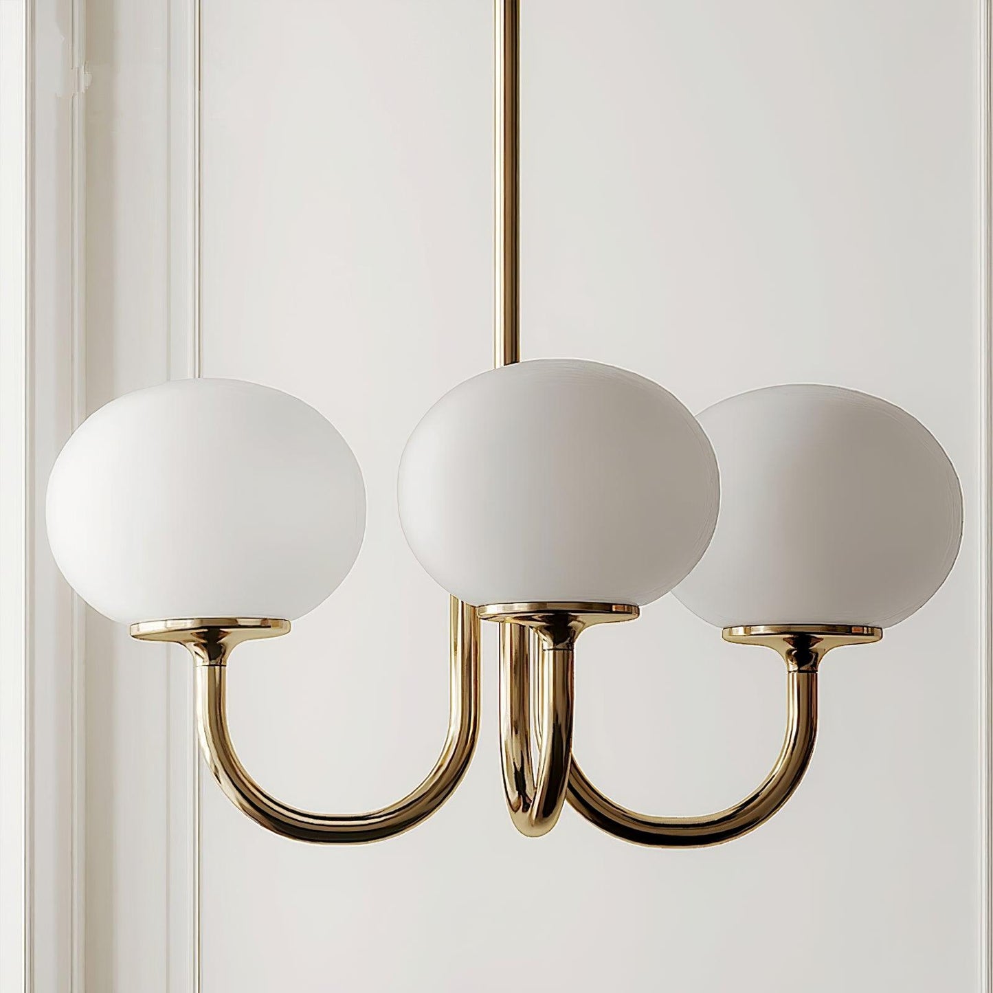 Modern Chandelier Ceiling Light with Pink Glass Shades | Decorative Dining Room Lamp