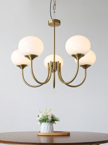 Modern Chandelier Ceiling Light with Pink Glass Shades | Decorative Dining Room Lamp