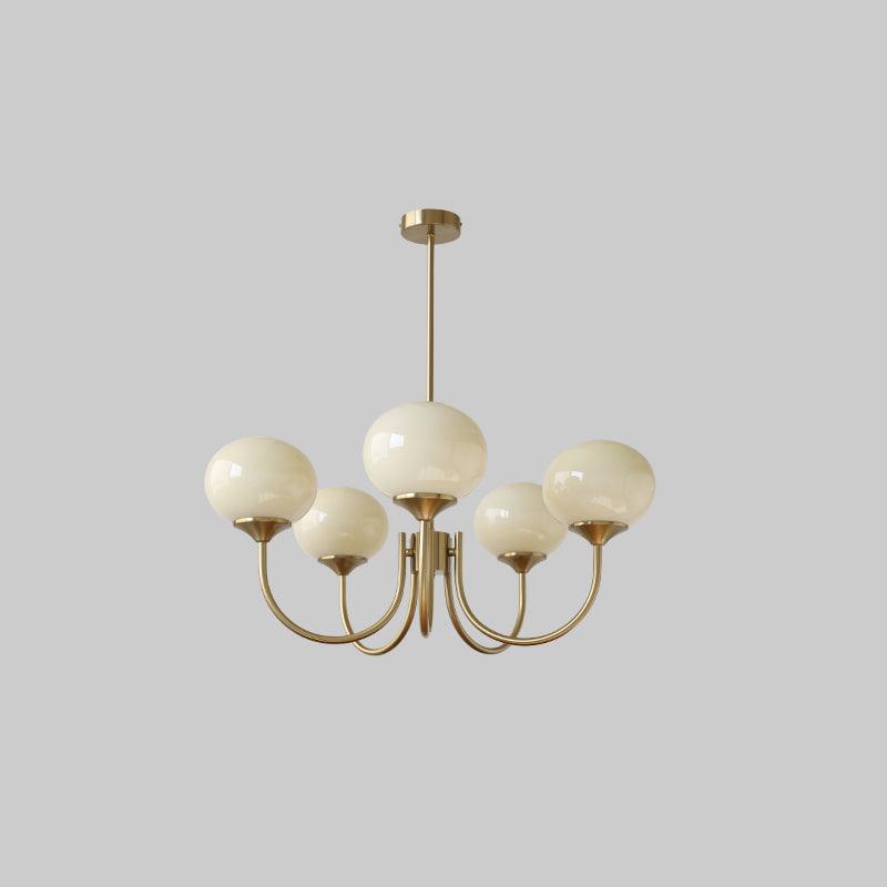 Modern Chandelier Ceiling Light with Pink Glass Shades | Decorative Dining Room Lamp