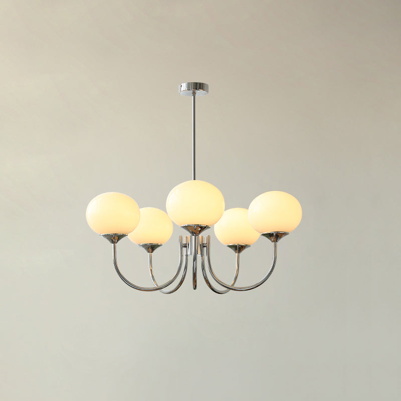 Modern Chandelier Ceiling Light with Pink Glass Shades | Decorative Dining Room Lamp