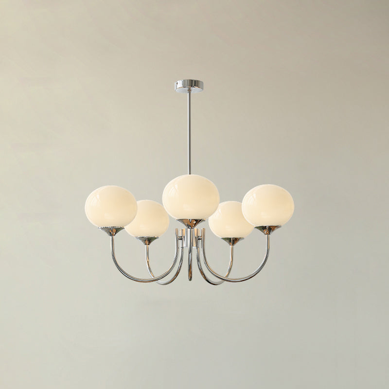 Modern Chandelier Ceiling Light with Pink Glass Shades | Decorative Dining Room Lamp