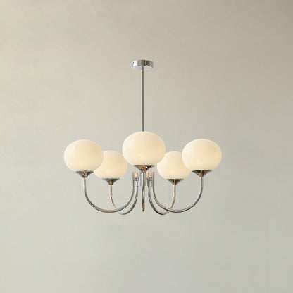 Modern Chandelier Ceiling Light with Pink Glass Shades | Decorative Dining Room Lamp