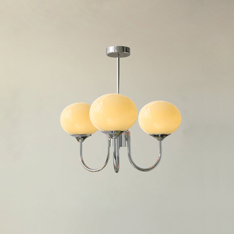 Modern Chandelier Ceiling Light with Pink Glass Shades | Decorative Dining Room Lamp