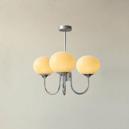 Modern Chandelier Ceiling Light with Pink Glass Shades | Decorative Dining Room Lamp