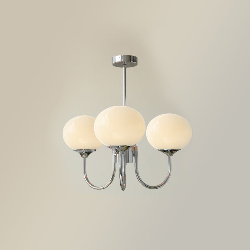 Modern Chandelier Ceiling Light with Pink Glass Shades | Decorative Dining Room Lamp