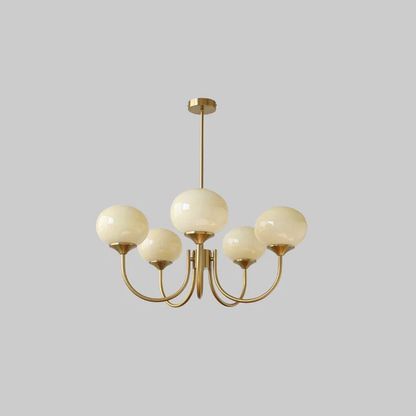 Modern Chandelier Ceiling Light with Pink Glass Shades | Decorative Dining Room Lamp