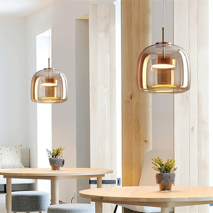 Smoked Glass Pendant Ceiling Lamp | Modern Hanging Light for Dining and Kitchen