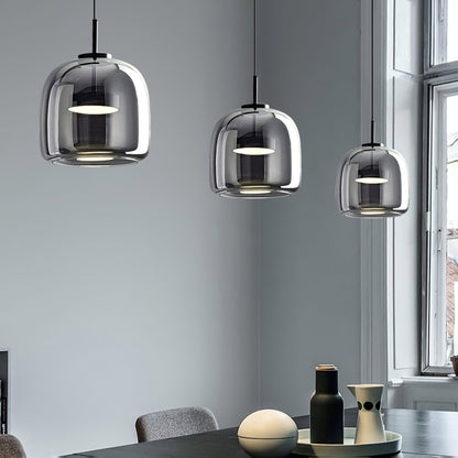 Smoked Glass Pendant Ceiling Lamp | Modern Hanging Light for Dining and Kitchen