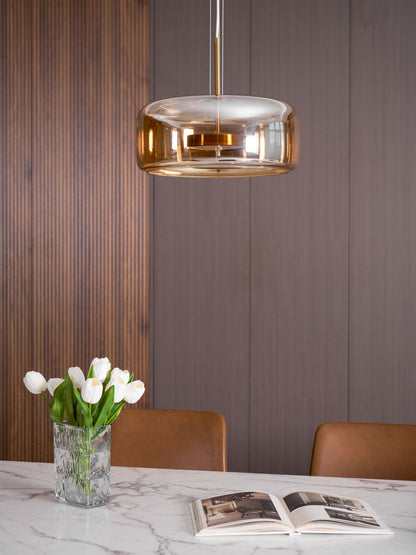Smoked Glass Pendant Ceiling Lamp | Modern Hanging Light for Dining and Kitchen