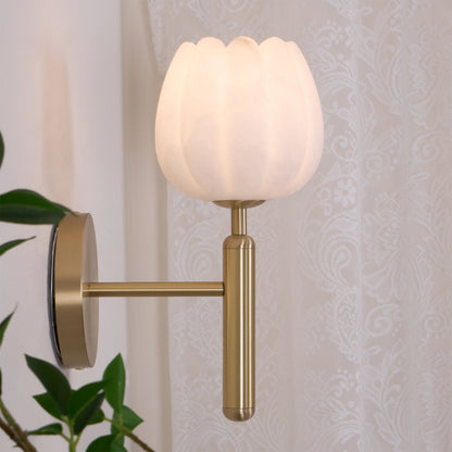 Alabaster Flower Wall Sconce | Elegant Bedroom and Living Room Wall Lamp