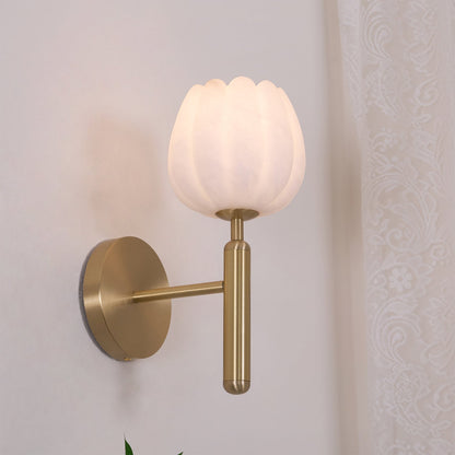 Alabaster Flower Wall Sconce | Elegant Bedroom and Living Room Wall Lamp