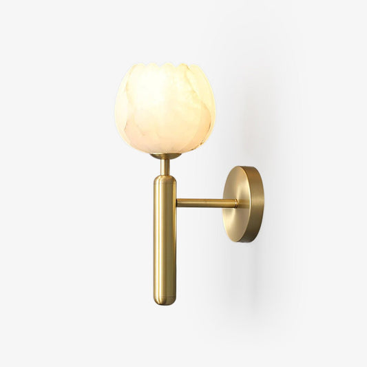 Alabaster Flower Wall Sconce | Elegant Bedroom and Living Room Wall Lamp