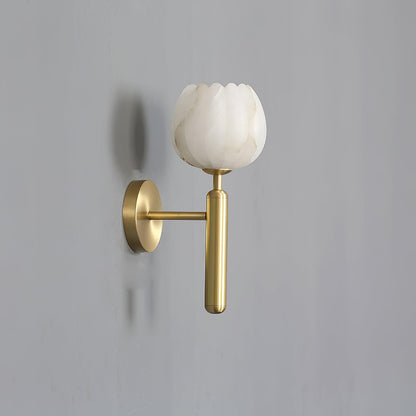 Alabaster Flower Wall Sconce | Elegant Bedroom and Living Room Wall Lamp