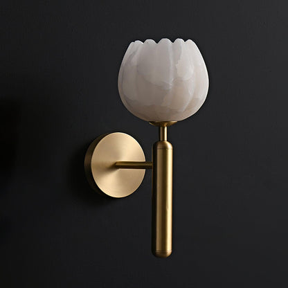 Alabaster Flower Wall Sconce | Elegant Bedroom and Living Room Wall Lamp