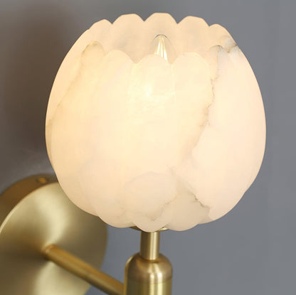 Alabaster Flower Wall Sconce | Elegant Bedroom and Living Room Wall Lamp