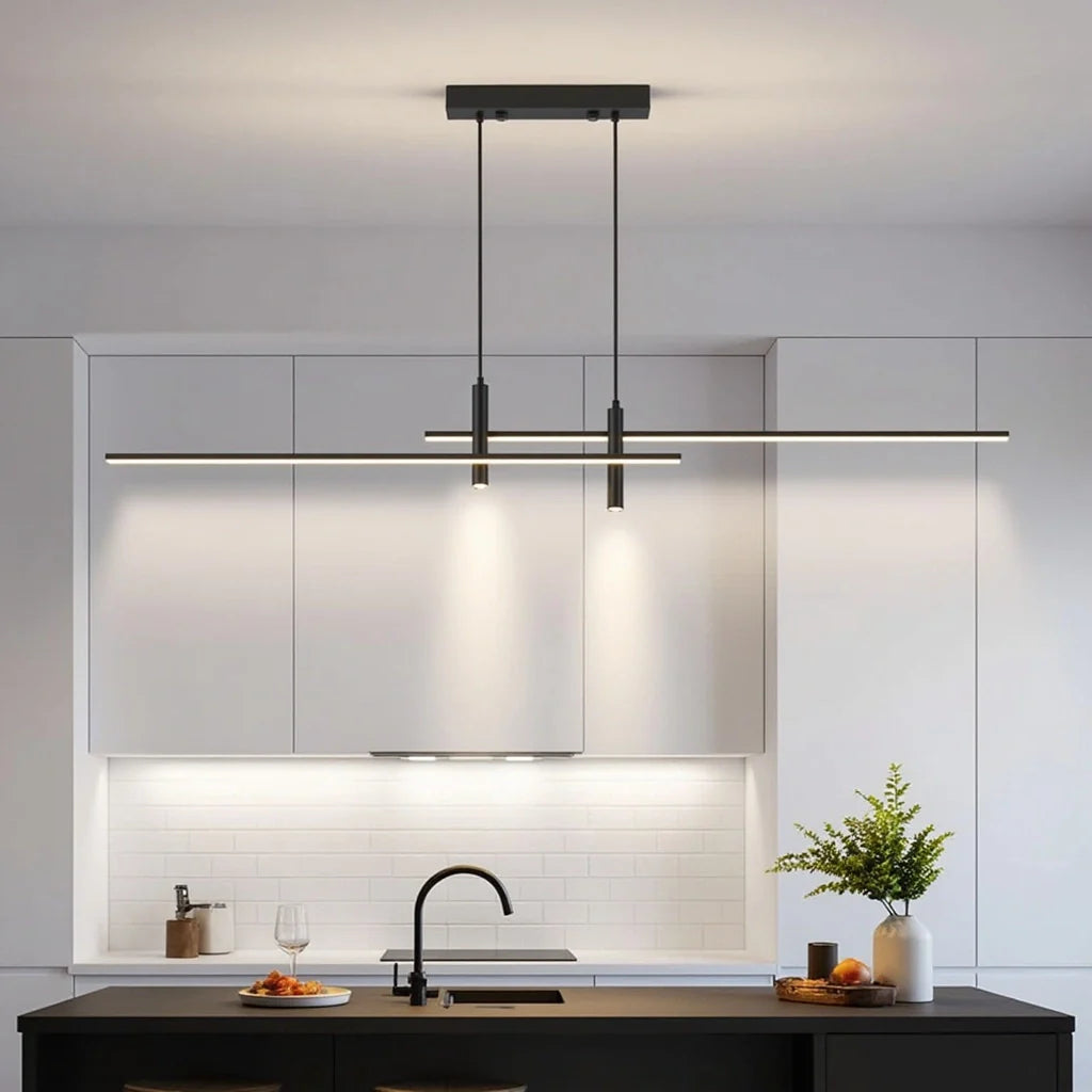 Modern LED Ceiling Lamp with Remote Control | Adjustable Pendant for Kitchen or Dining
