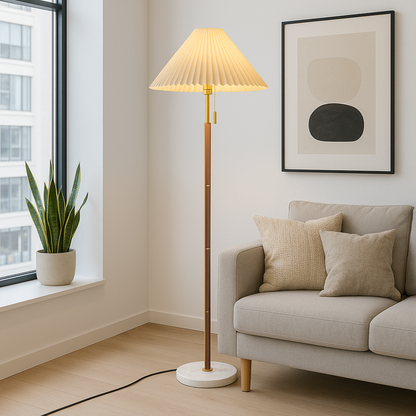 Vintage Wooden Floor Lamp | Modern Standing Light for Living Room and Bedroom