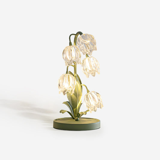Floral Glass Table Lamp | Nature-Inspired Decorative Light for Bedroom or Living Room