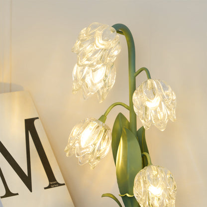 Floral Glass Table Lamp | Nature-Inspired Decorative Light for Bedroom or Living Room