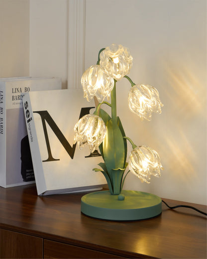 Floral Glass Table Lamp | Nature-Inspired Decorative Light for Bedroom or Living Room