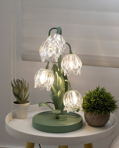 Floral Glass Table Lamp | Nature-Inspired Decorative Light for Bedroom or Living Room