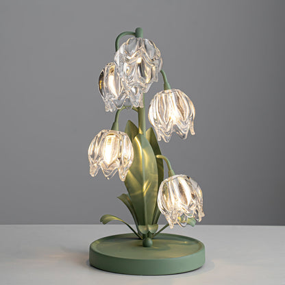 Floral Glass Table Lamp | Nature-Inspired Decorative Light for Bedroom or Living Room