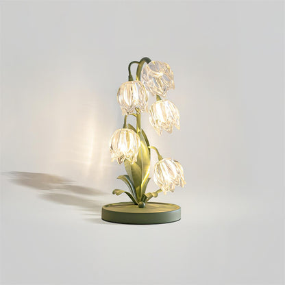 Floral Glass Table Lamp | Nature-Inspired Decorative Light for Bedroom or Living Room