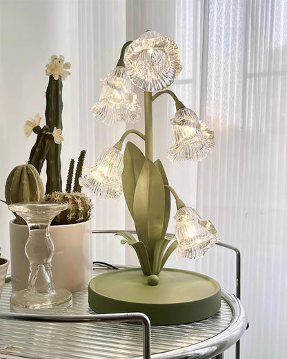 Floral Glass Table Lamp | Nature-Inspired Decorative Light for Bedroom or Living Room