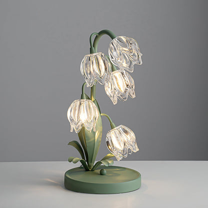 Floral Glass Table Lamp | Nature-Inspired Decorative Light for Bedroom or Living Room