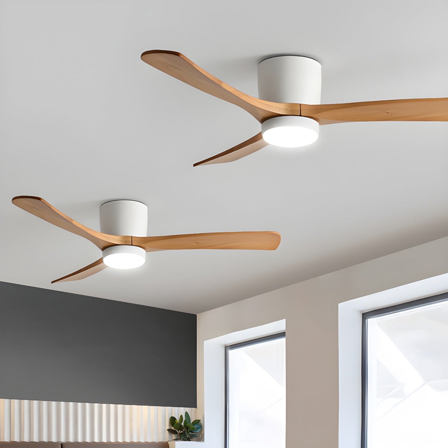 Modern Nordic Wooden Ceiling Fan with LED Light | Quiet Bedroom Ceiling Lamp