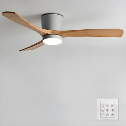 Modern Nordic Wooden Ceiling Fan with LED Light | Quiet Bedroom Ceiling Lamp
