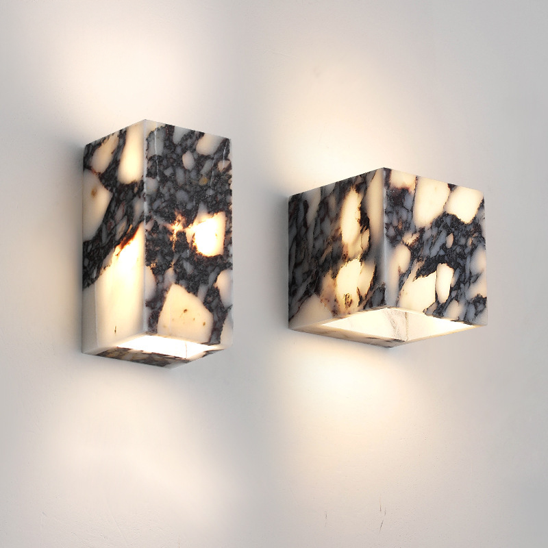 Marble Cube Wall Light for Bedroom | Modern LED Sconce