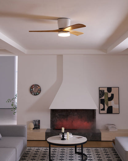 Modern Nordic Wooden Ceiling Fan with LED Light | Quiet Bedroom Ceiling Lamp