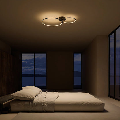 Modern Double Ring LED Ceiling Light | Dimmable Bedroom Living Room Lamp