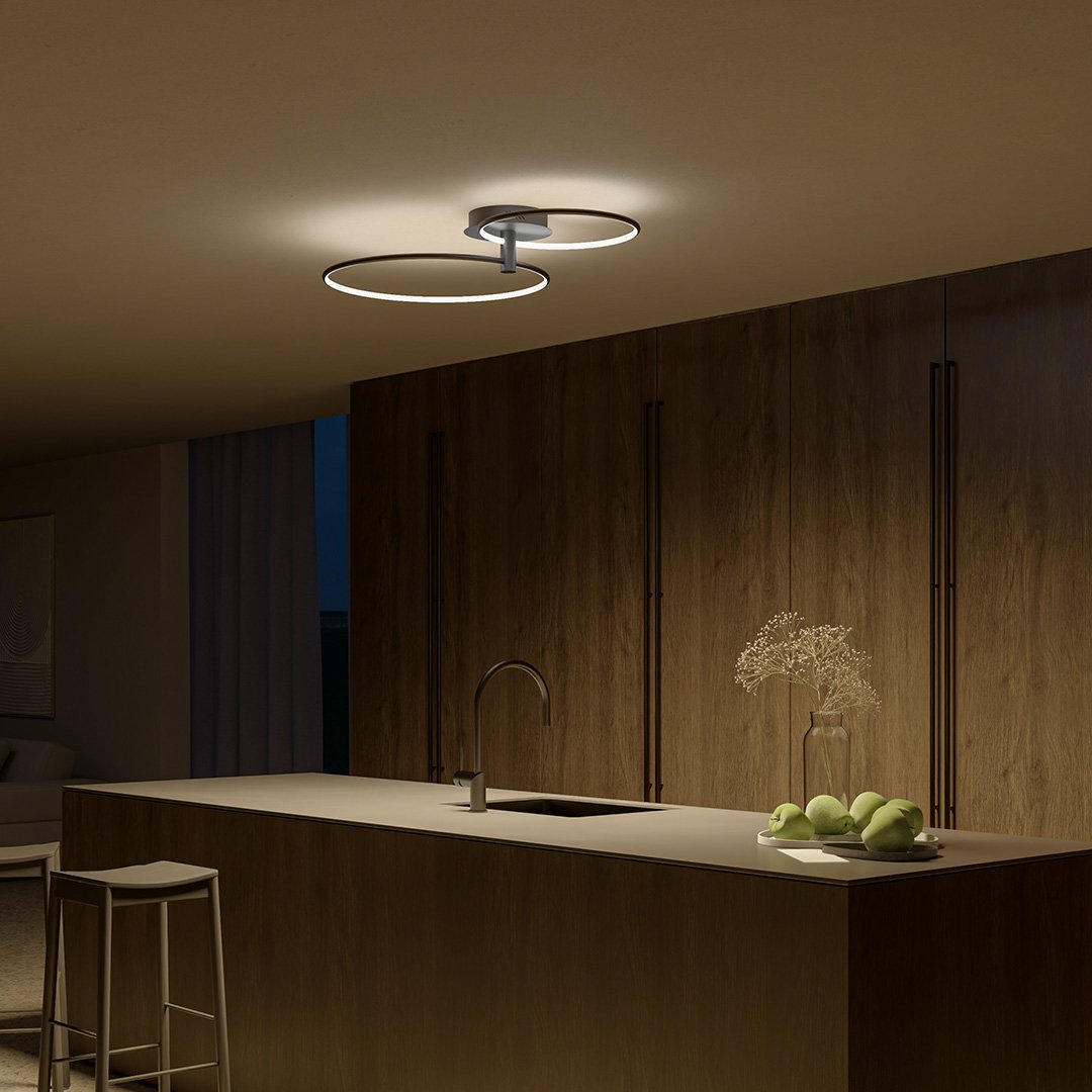 Modern Double Ring LED Ceiling Light | Dimmable Bedroom Living Room Lamp
