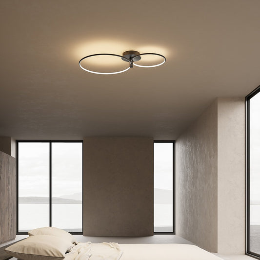 Modern Double Ring LED Ceiling Light | Dimmable Bedroom Living Room Lamp