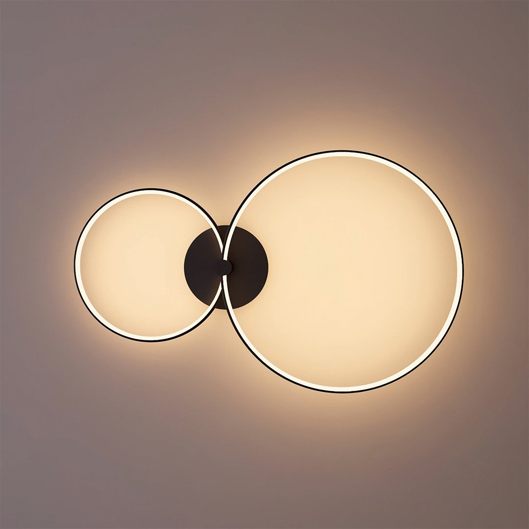 Modern Double Ring LED Ceiling Light | Dimmable Bedroom Living Room Lamp