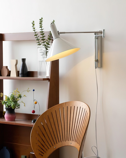 Adjustable Metal Wall Lamp | Modern Swing Arm Sconce for Bedroom or Living Room