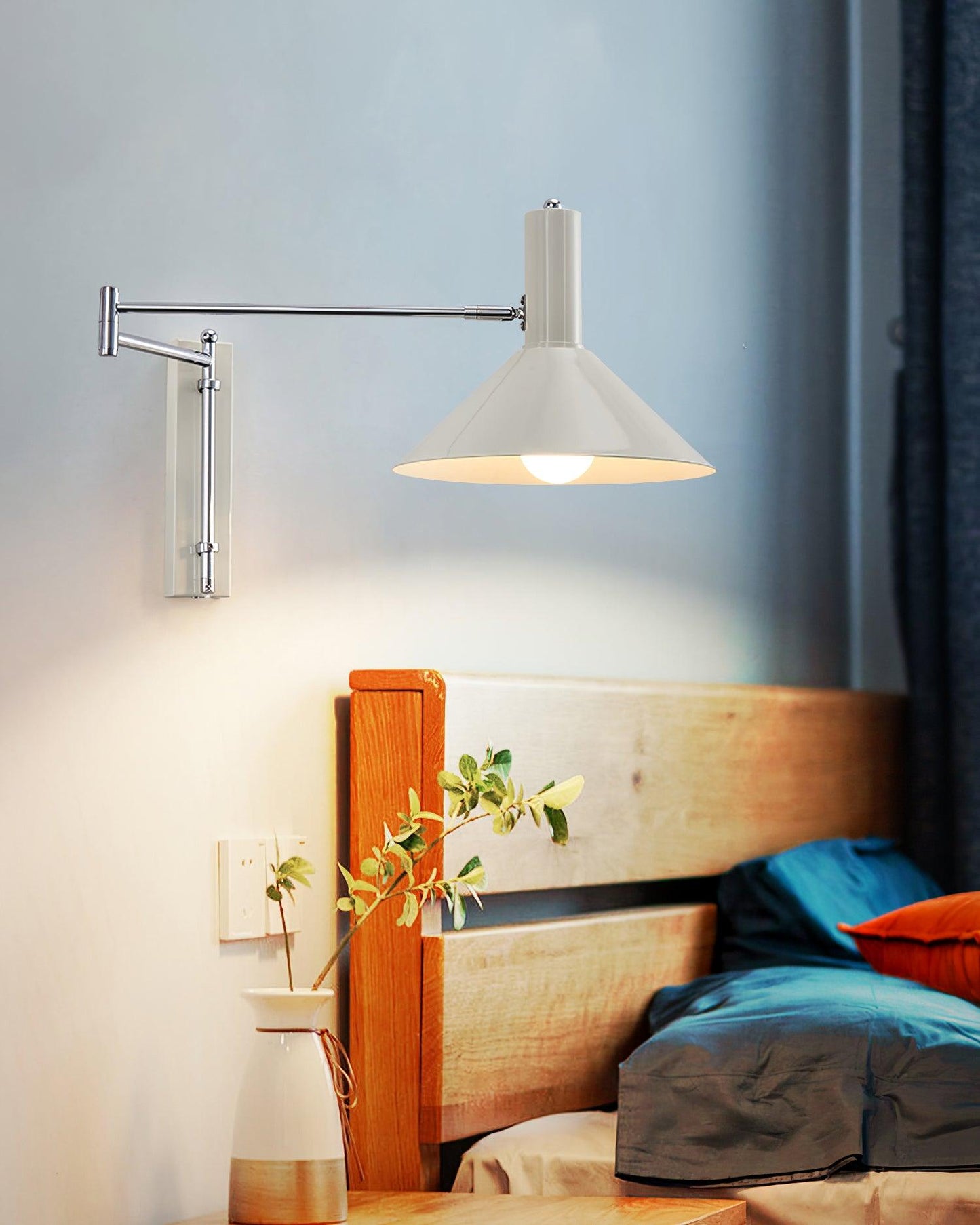 Adjustable Metal Wall Lamp | Modern Swing Arm Sconce for Bedroom or Living Room