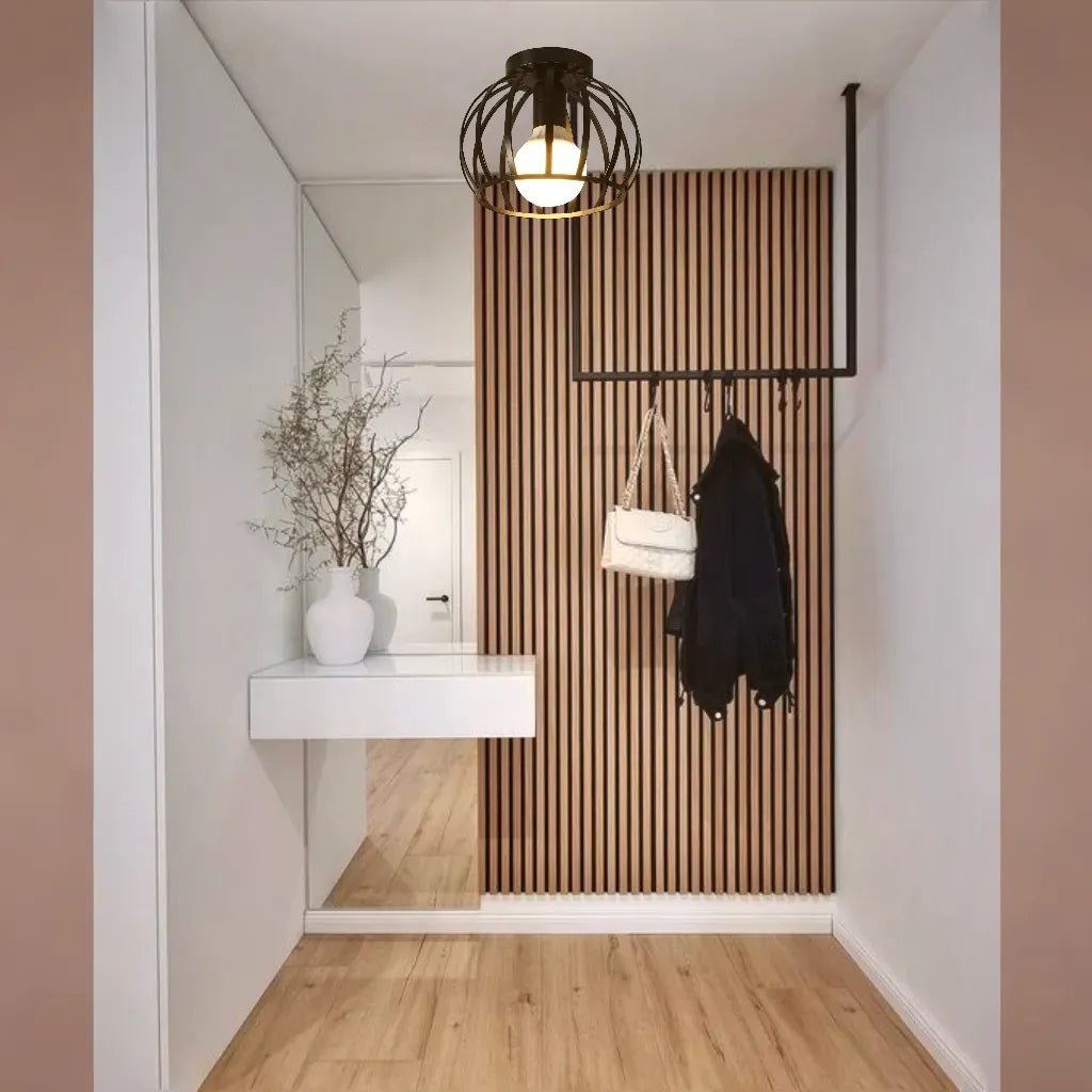 Industrial Black Ceiling Lamp | Modern Flush Mount for Hallway or Bedroom