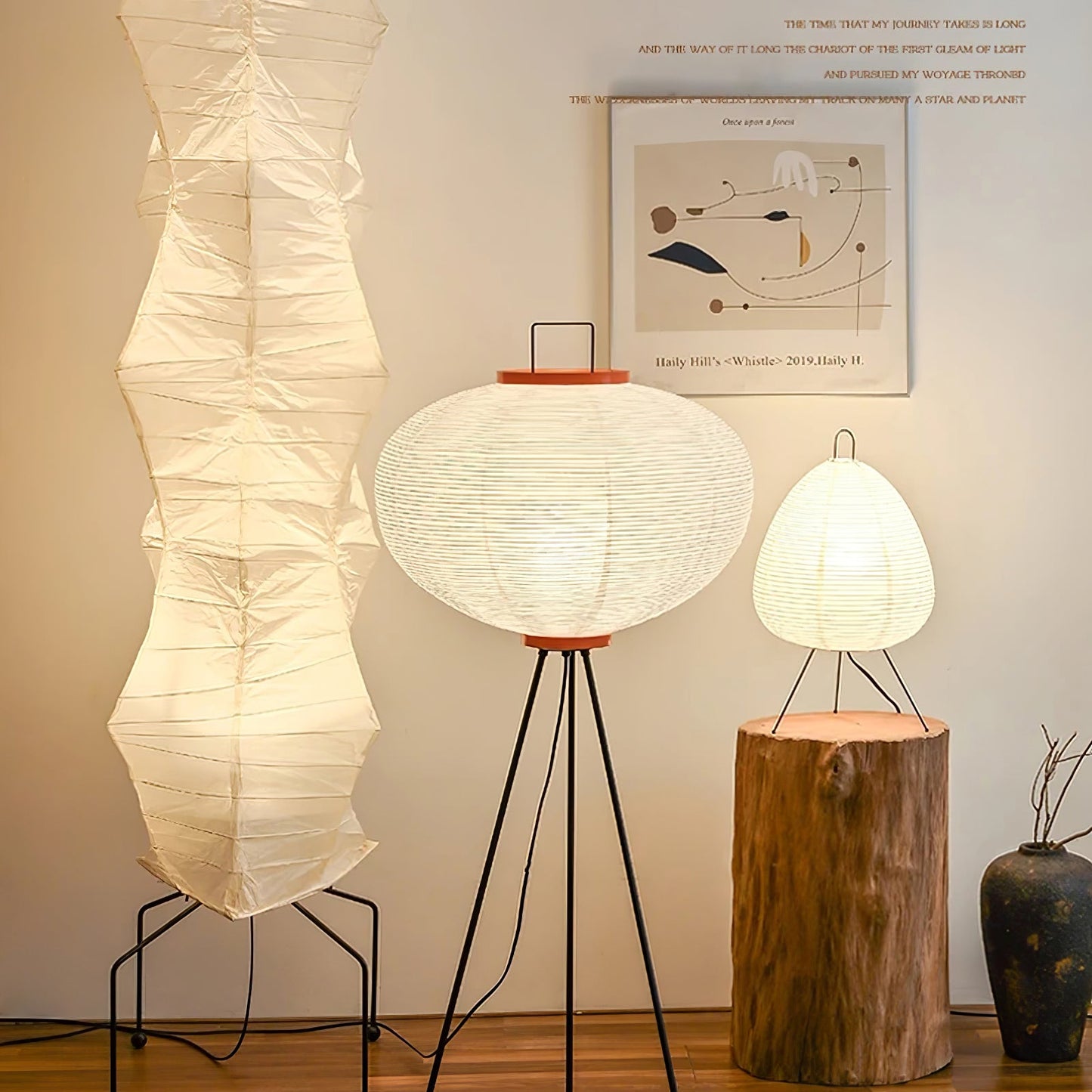Modern Japanese Style Floor Lamp | Standing Light for Living Room and Bedroom