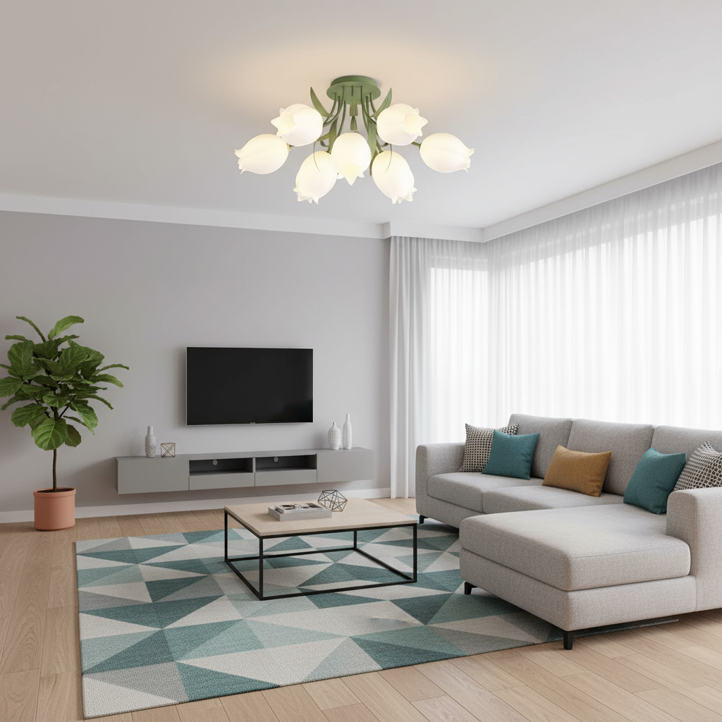 Floral Ceiling Light | Elegant Lily-Inspired Ceiling Lamp for Living Room