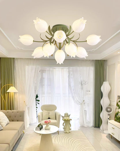 Floral Ceiling Light | Elegant Lily-Inspired Ceiling Lamp for Living Room