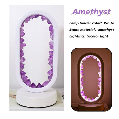 Natural Amethyst Desk Lamp | Calming Crystal Light for Bedroom or Living Room