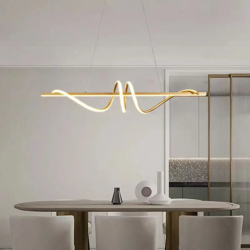 Modern LED Pendant Ceiling Light with Wave Design | Dimmable Dining Room Lamp