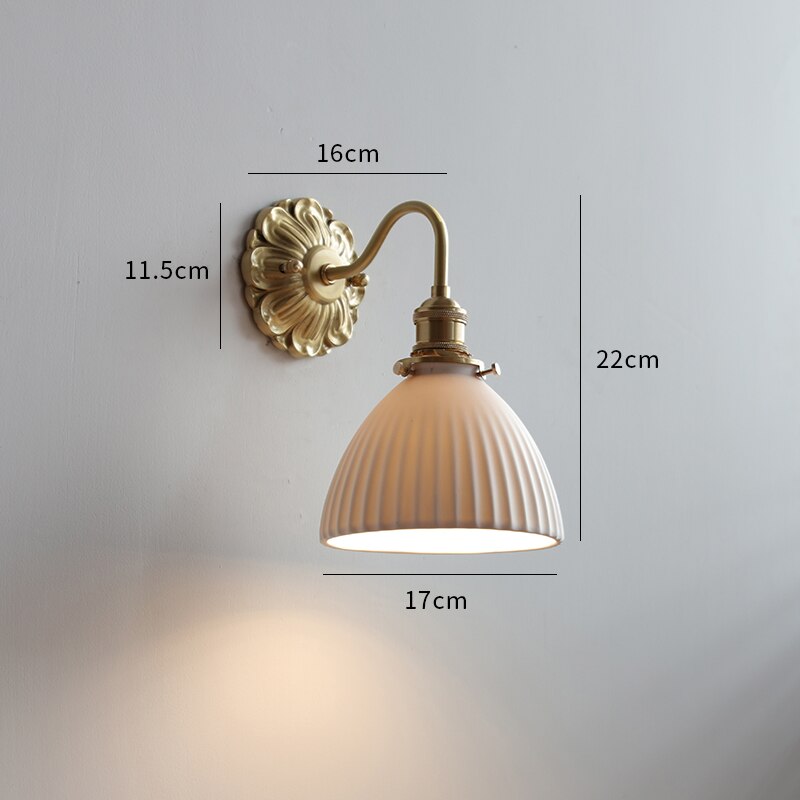 Vintage Glass Flower Wall Light Sconce | Classic Lamp for Bedroom and Living Room